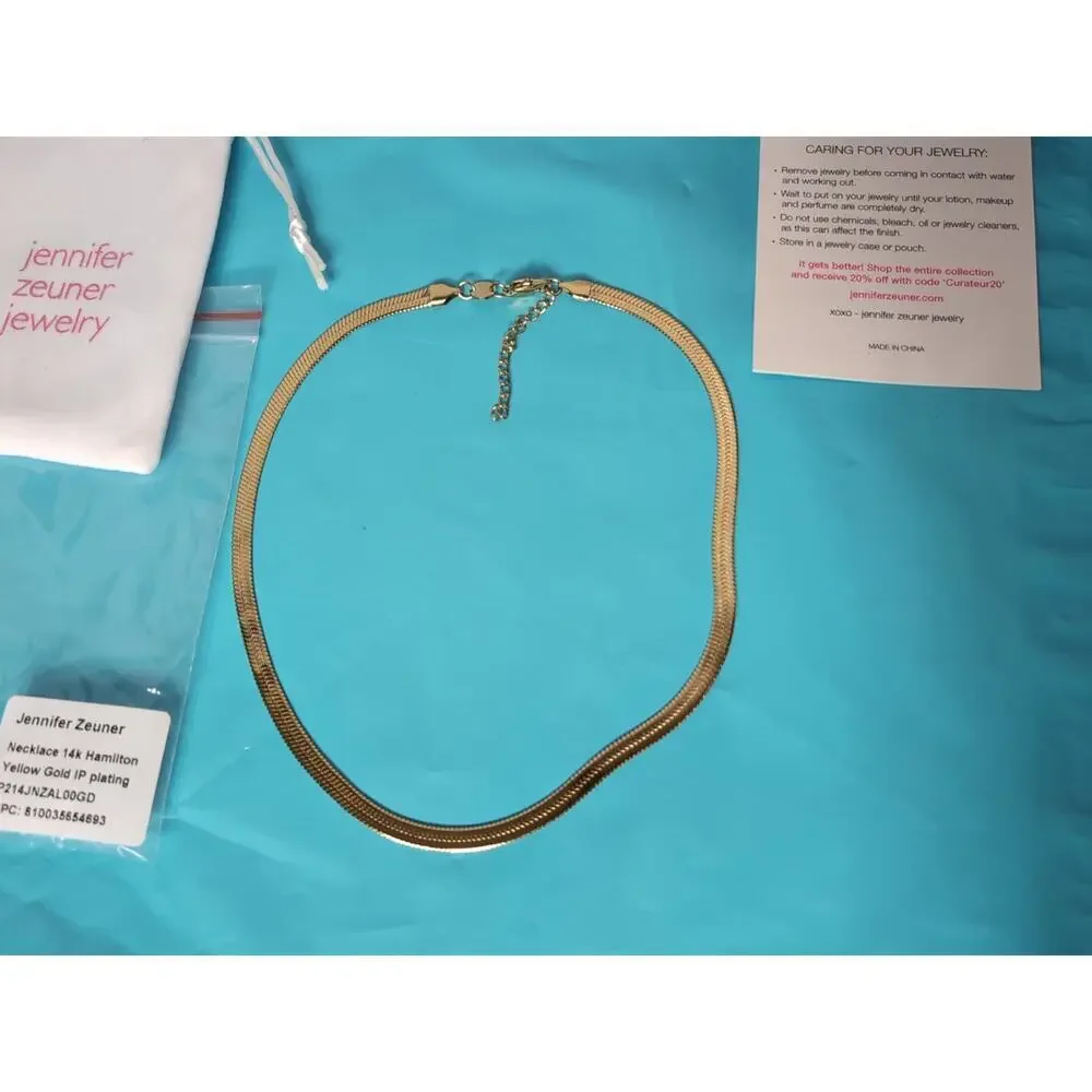 Jennifer Zeuner Necklace 14K Hamilton Yellow Gold Plating 15" - Picture 2 of 6
